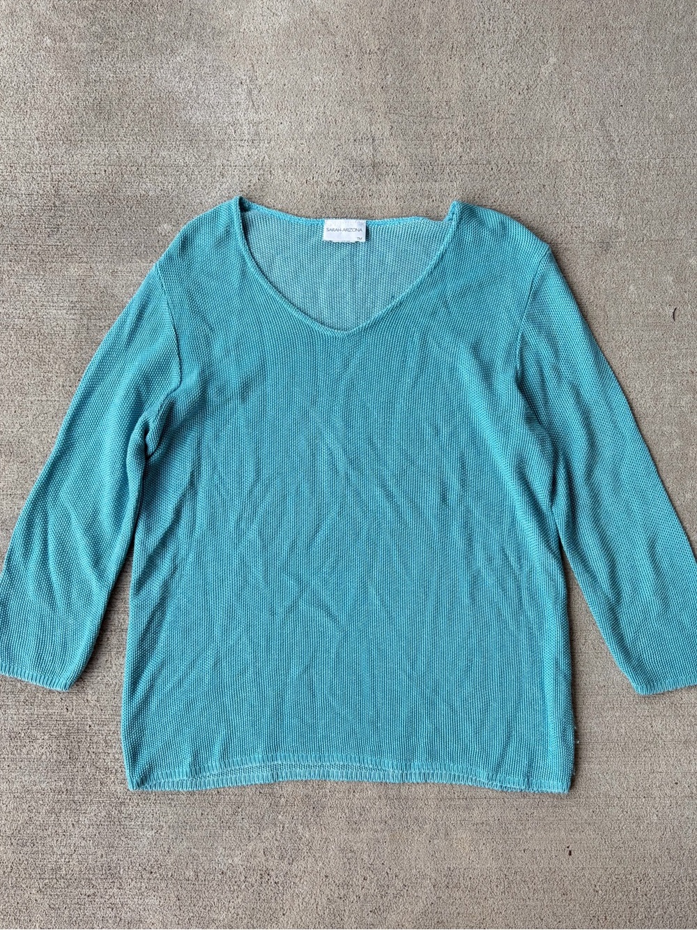 Vintage 90s Sarah Arizona rayon knit crochet style sweater jumper pullover blue